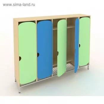 Шкаф для детской одежды с отделением для обуви, 1800 × 340 × 1520 мм, цвет синий / зелёный