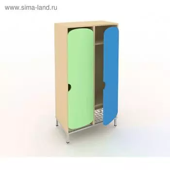 Шкаф для детской одежды с отделением для обуви, 732 × 340 × 1520 мм, цвет синий / зелёный