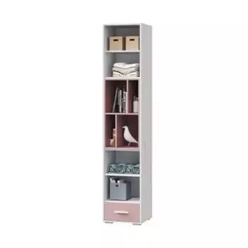 Шкаф для книг с 2мя дверьми и 1 ящиком Лило 452х430х2220 белый/пепельная роза