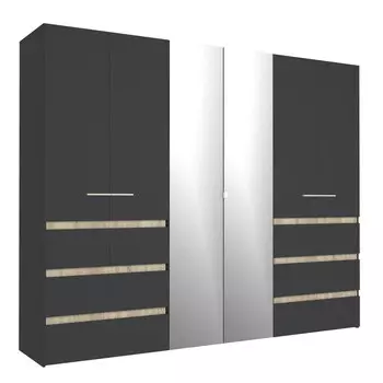 Шкаф прямой шестистворчатый для одежды «Анона 7», 27005942205 мм, цвет антрацит/дуб сонома