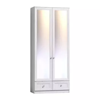 Шкаф для одежды и белья Paola 74, 898 × 400 × 2107 мм, зеркало, цвет ясень анкор светлый