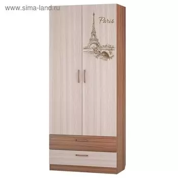 Шкаф для одежды с ящиками "Вояж", 901х446х2136 мм, ясень тёмный, ясень светлый