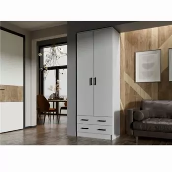 Шкаф прямой двухстворчатый «Дуэт», 2 ящика, 8004802200 мм, цвет белый