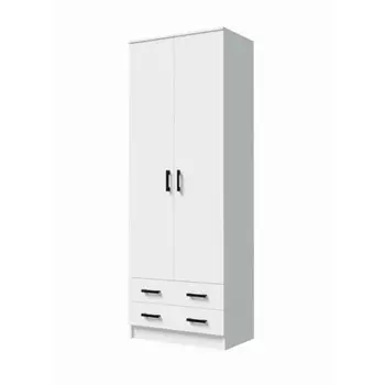 Шкаф двухстворчатый прямой «Дуэт», 2 ящика, 8004802200 мм, цвет белый гладкий