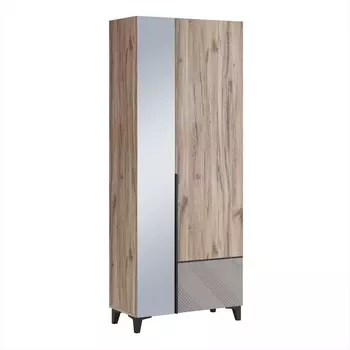 Шкаф двухдверный «Кенди №9», 8004052010 мм, с зеркалом, дуб альпийский/ясень грей софт