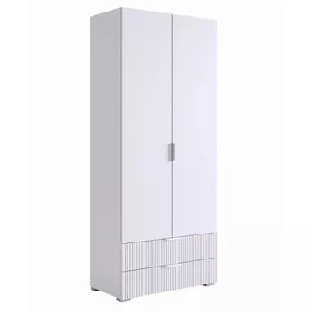 Шкаф прямой двухдверный Зефир, 8004221900 мм, цвет белое дерево/белая эмаль