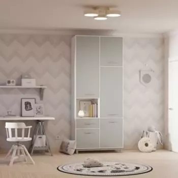 Шкаф прямой двухсекционный Polini kids Mirum 2320, 10605002400 мм, цвет белый/серый