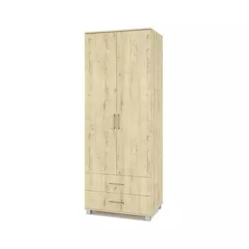 Шкаф Ева Е23 520х800х2100 двухстворчатый с двумя ящиками Дуб ирландский