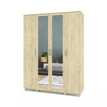 Шкаф Ева Е41 520х1600х2100 четырёхстворчатый с зеркалом Дуб ирландский