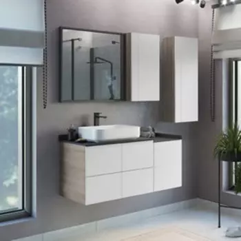 Шкаф-колонна COMFORTY «Таллин-40» Белый матовый/Дуб натуральный