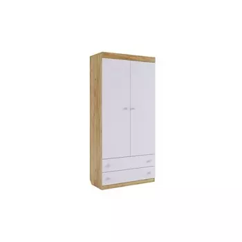 Шкаф комбинированный Форсаж (с ящ. 2-створчатый) 800х420х1900 дуб крафт золотой/белый