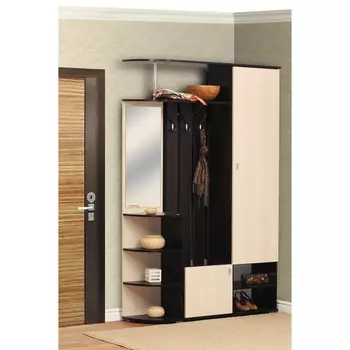 Шкаф комбинированный «Кармен 7», 1324 374 2060 мм, зеркало, венге / вудлайн кремовый