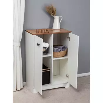 Шкаф-комод Neoletta, 650354944 мм, 2-х дверный, цвет белое тиснение / дуб вотан