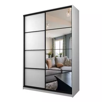 Шкаф-купе Max-МШ-23-6-16-15, 16006002300 мм, зеркало, цвет белый шагрень