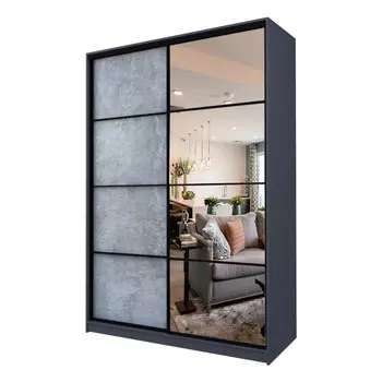 Шкаф-купе Max-МШ-23-6-18-15, 18006002300 мм, зеркало, цвет графит / метрополитан грей