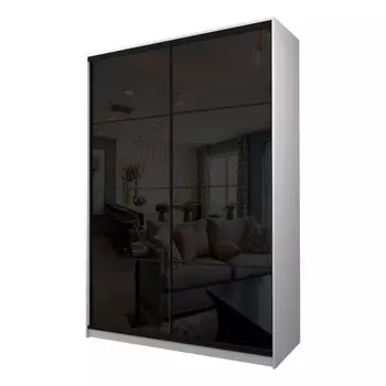 Шкаф-купе Max-МШ-23-6-16-22, 16006002300 мм, цвет белый шагрень / стекло чёрное