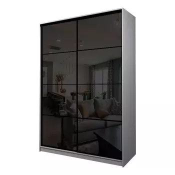 Шкаф-купе Max-МШ-23-6-16-22, 16006002300 мм, цвет ясень анкор светлый / стекло чёрное