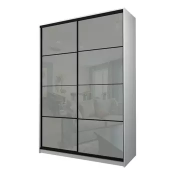 Шкаф-купе Max-МШ-23-6-16-22, 16006002300 мм, цвет белый шагрень / стекло светло-серое