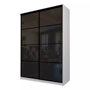 Шкаф-купе Max-МШ-23-6-16-22, 16006002300 мм, цвет серый шагрень / стекло чёрное