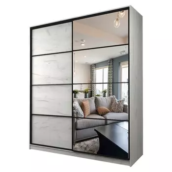 Шкаф-купе Max-МШ-23-6-20/2-15, 20006002300 мм, зеркало, цвет дуб крафт белый