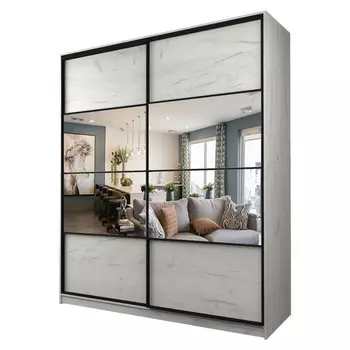 Шкаф-купе Max-МШ-23-6-20/2-77, 20006002300 мм, зеркало, цвет дуб крафт белый