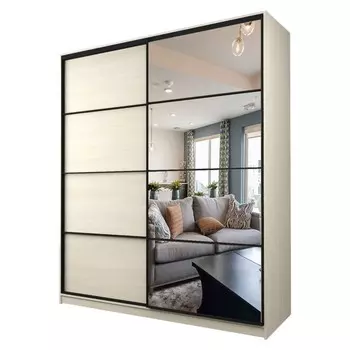 Шкаф-купе Max-МШ-23-6-20/2-15, 20006002300 мм, зеркало, цвет дуб молочный