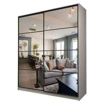 Шкаф-купе Max-МШ-23-6-20/2-55, 20006002300 мм, зеркало, цвет ясень шимо светлый