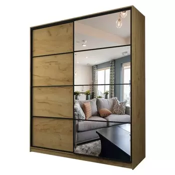 Шкаф-купе Max-МШ-23-6-20/2-15, 20006002300 мм, зеркало, цвет дуб крафт золотой