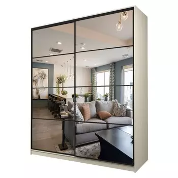 Шкаф-купе Max-МШ-23-6-22/2-55, 22006002300 мм, зеркало, цвет дуб молочный