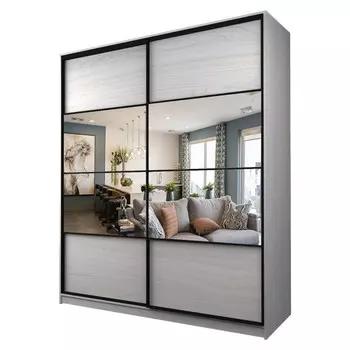 Шкаф-купе Max-МШ-23-6-22/2-77, 22006002300 мм, зеркало, цвет ясень анкор светлый