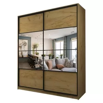 Шкаф-купе Max-МШ-23-6-22/2-77, 22006002300 мм, зеркало, цвет дуб крафт золотой