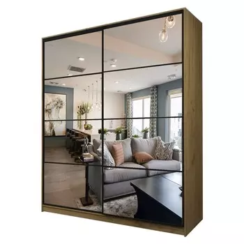 Шкаф-купе Max-МШ-23-6-22/2-55, 22006002300 мм, зеркало, цвет дуб крафт золотой