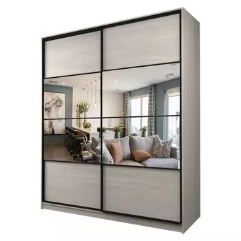 Шкаф-купе Max-МШ-23-6-22/2-77, 22006002300 мм, зеркало, цвет ясень шимо светлый