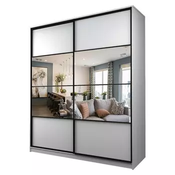 Шкаф-купе Max-МШ-23-6-22/2-77, 22006002300 мм, зеркало, цвет белый шагрень