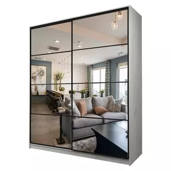 Шкаф-купе 2-х дверный Max 2-55, 22006002300 мм, зеркало, цвет дуб крафт белый