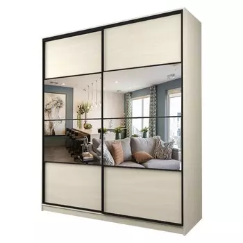 Шкаф-купе Max-МШ-23-6-22/2-77, 22006002300 мм, зеркало, цвет дуб молочный