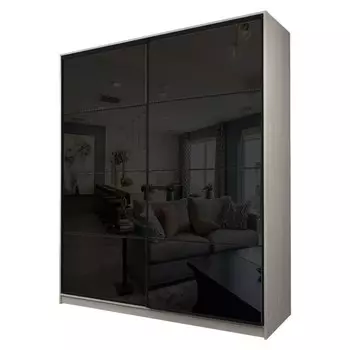 Шкаф-купе Max-МШ-23-6-22/2-22, 22006002300 мм, цвет ясень шимо светлый / стекло чёрное