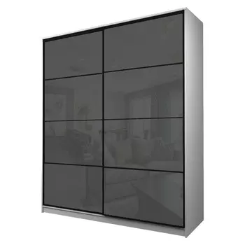 Шкаф-купе Max-МШ-23-6-22/2-22, 22006002300 мм, цвет белый шагрень / стекло тёмно-серое