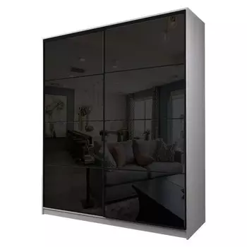 Шкаф-купе Max-МШ-23-6-22/2-22, 22006002300 мм, цвет ясень анкор светлый / стекло чёрное