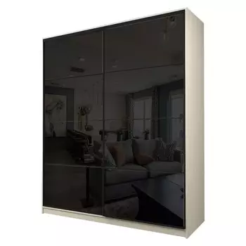 Шкаф-купе Max-МШ-23-6-22/2-22, 22006002300 мм, цвет дуб молочный / стекло чёрное