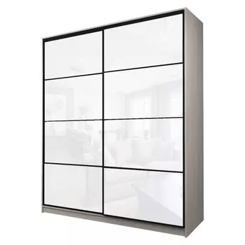 Шкаф-купе Max-МШ-23-6-22/2-22, 22006002300 мм, цвет ясень шимо светлый / стекло белое