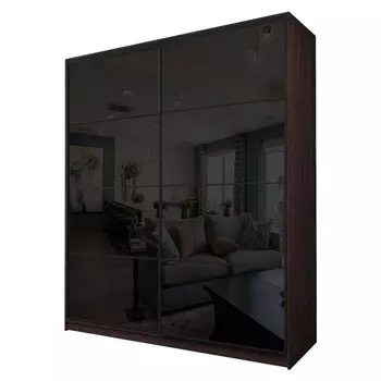 Шкаф-купе Max-МШ-23-6-22/2-22, 22006002300 мм, цвет венге / стекло чёрное