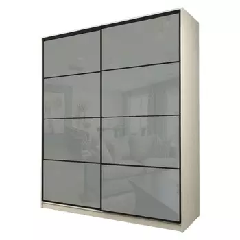 Шкаф-купе Max-МШ-23-6-22/2-22, 22006002300 мм, цвет дуб молочный / стекло светло-серое