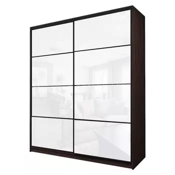 Шкаф-купе Max-МШ-23-6-22/2-22, 22006002300 мм, цвет венге / стекло белое