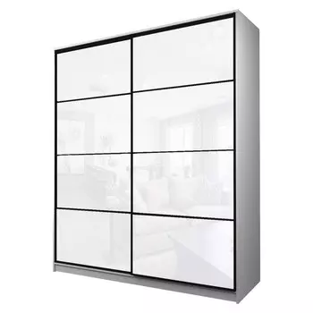 Шкаф-купе Max-МШ-23-6-20/2-22, 20006002300 мм, цвет белый шагрень / стекло белое