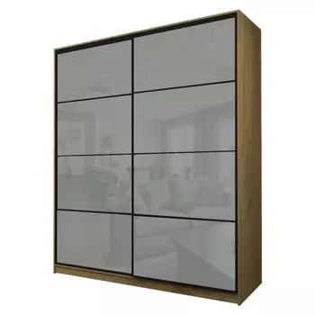 Шкаф-купе Max-МШ-23-6-22/2-22, 22006002300 мм, дуб крафт золотой / стекло светло-серое