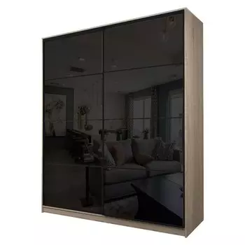 Шкаф-купе Max-МШ-23-6-22/2-22, 22006002300 мм, цвет дуб сонома / стекло чёрное