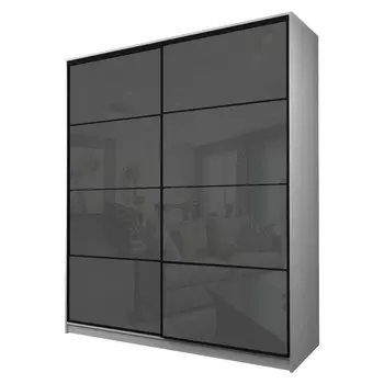 Шкаф-купе Max-МШ-23-6-22/2-22, 22006002300 мм, ясень анкор светлый / стекло тёмно-серое