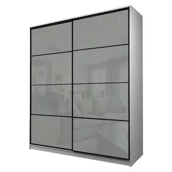 Шкаф-купе Max-МШ-23-6-22/2-22, 22006002300 мм, цвет белый шагрень / стекло светло-серое