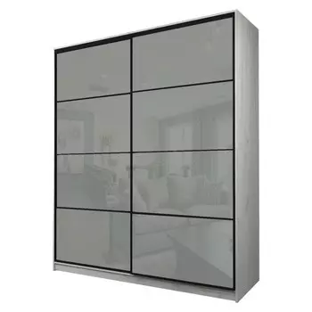 Шкаф-купе Max-МШ-23-6-22/2-22, 22006002300 мм, дуб крафт белый / стекло светло-серое